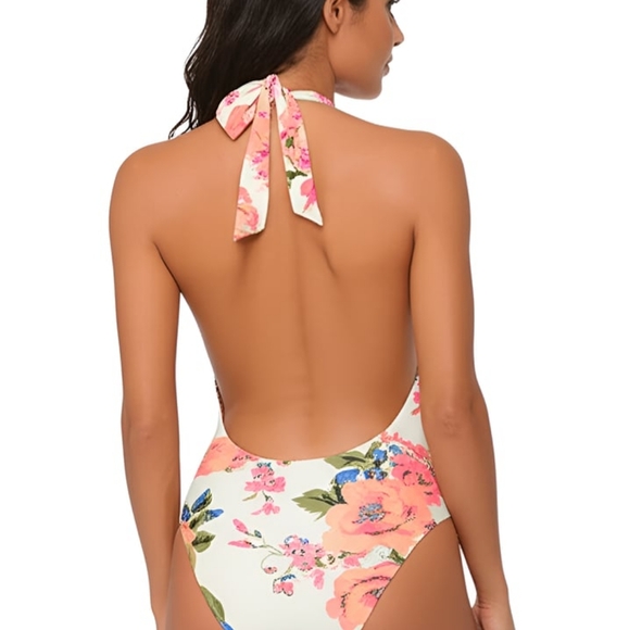 NWT Maaji Floral One Piece Swimsuit - Cream and Pink SIZE M + FREE $30 B… - Picture 5 of 5
